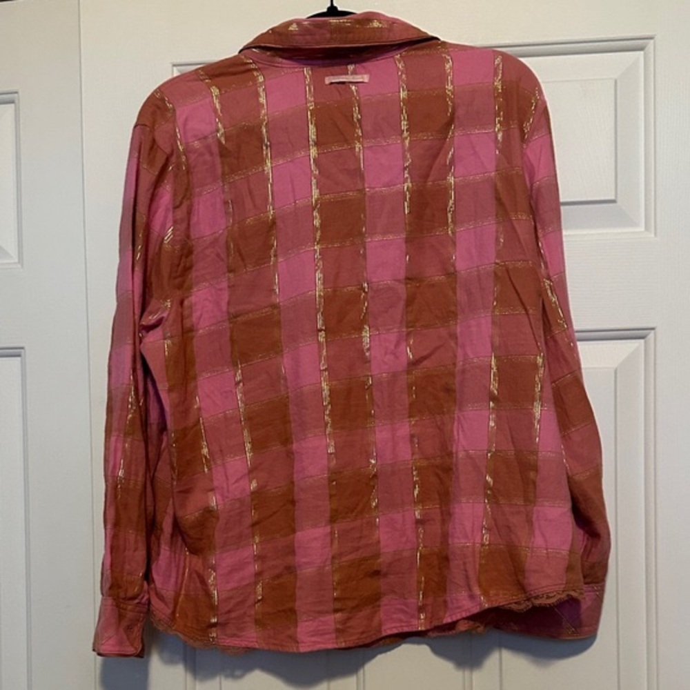 Victoria's Secret Pink and Brown Plaid Button Down Shirt